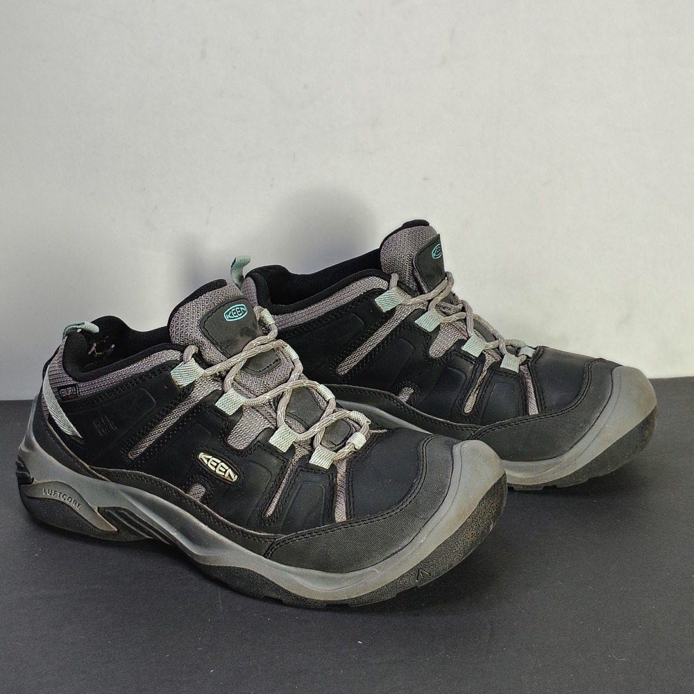 Keen Womens Circadia Hiking Shoes 9.5 Black Leather Waterproof LuftCore 1026772
